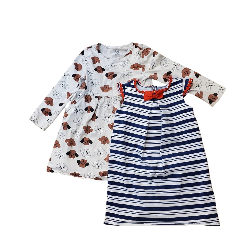 Crown & Ivy Stripes Wonder Nation Dogs Girls Dress Bundle‎ Size 5